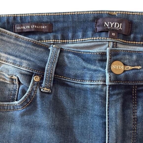 NYDJ Womens Lift Tuck Distressed Marilyn Straight Leg Ankle Jeans Blue Size 10 - Picture 6 of 7